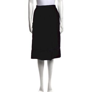 gloria sachs neiman marcus vintage solid black velvet knee length skirt 6 Small